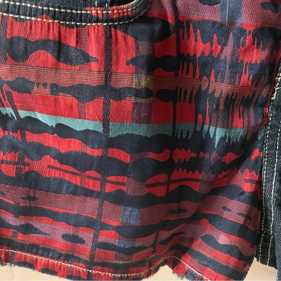 Allen B. by Allen Schwartz Red & Dark Blue Denim Cut Off Shorts Size 4 EUC - Picture 12 of 14